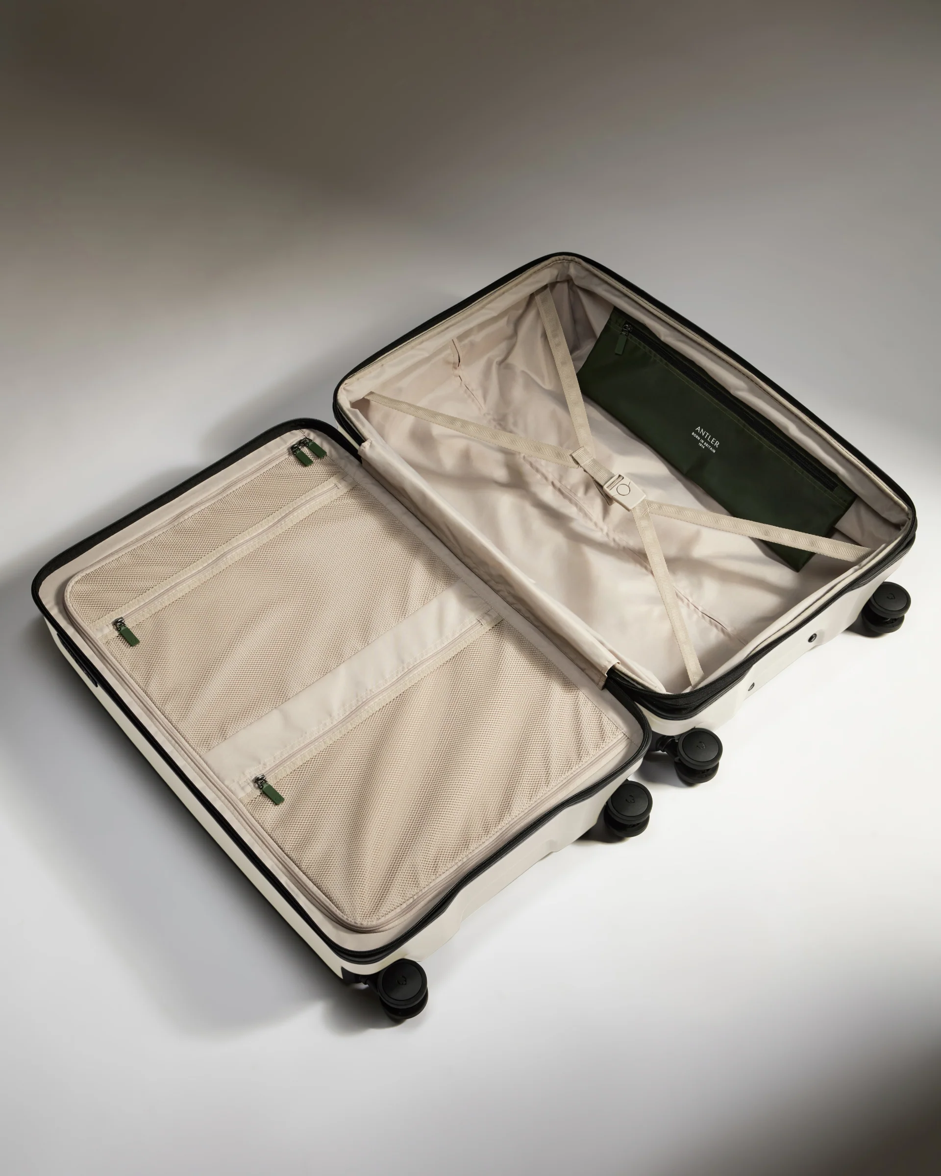 Large Suitcase in Taupe - Icon Stripe - Image 3
