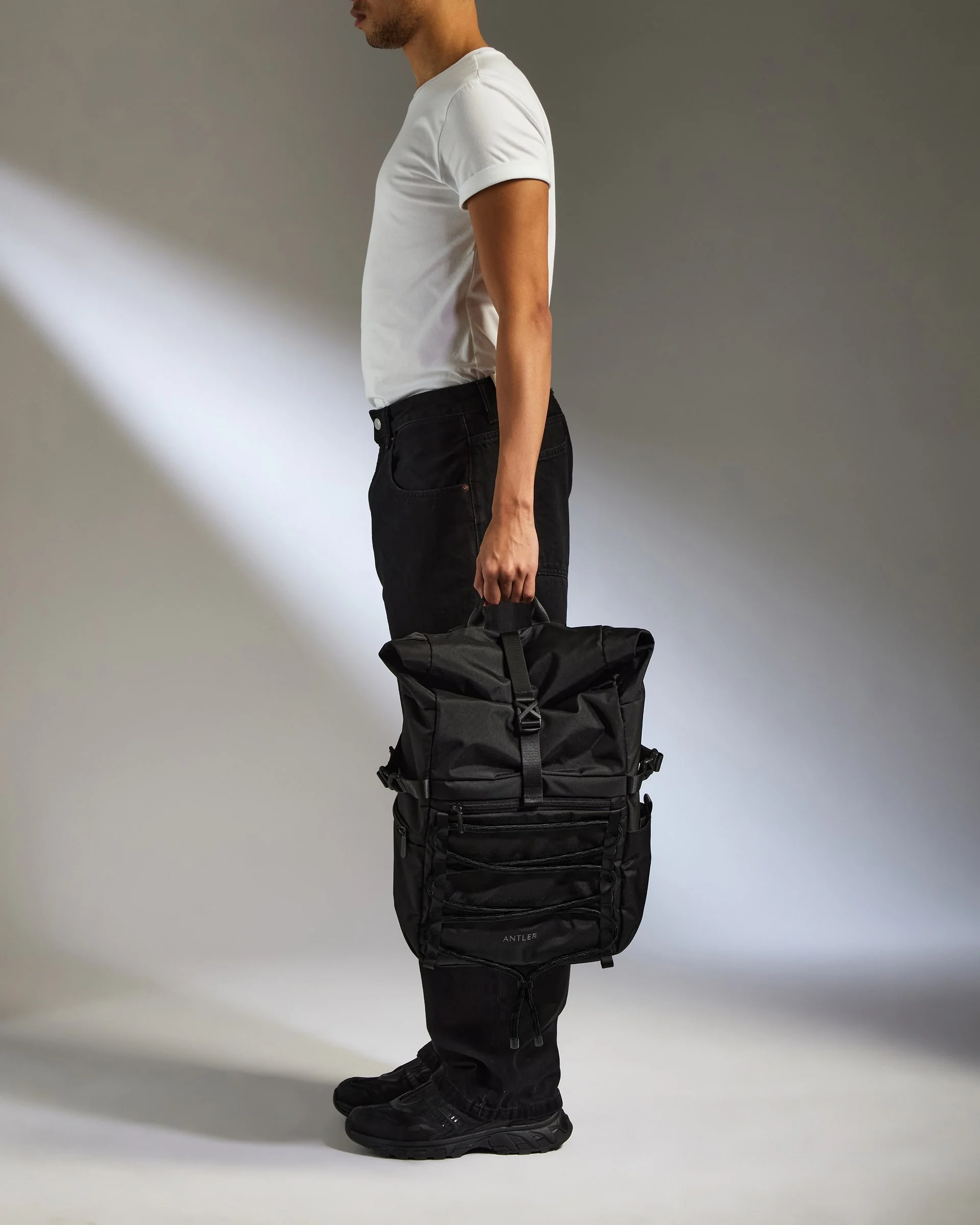 Discovery Roll Top Backpack in Black - Image 3