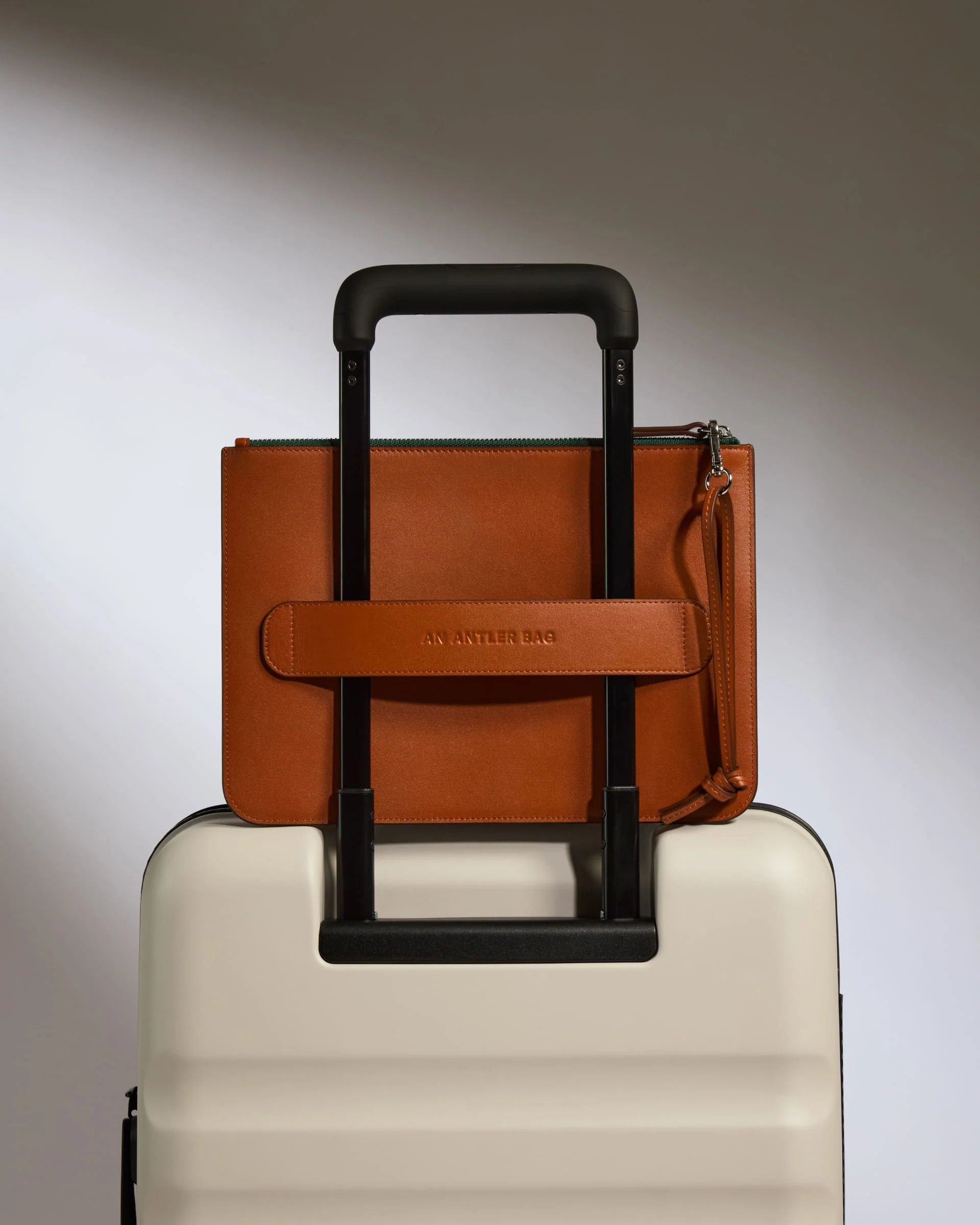 Zipped Pouch with Wristlet in Tan Leather - 1914 Collection - Image 6