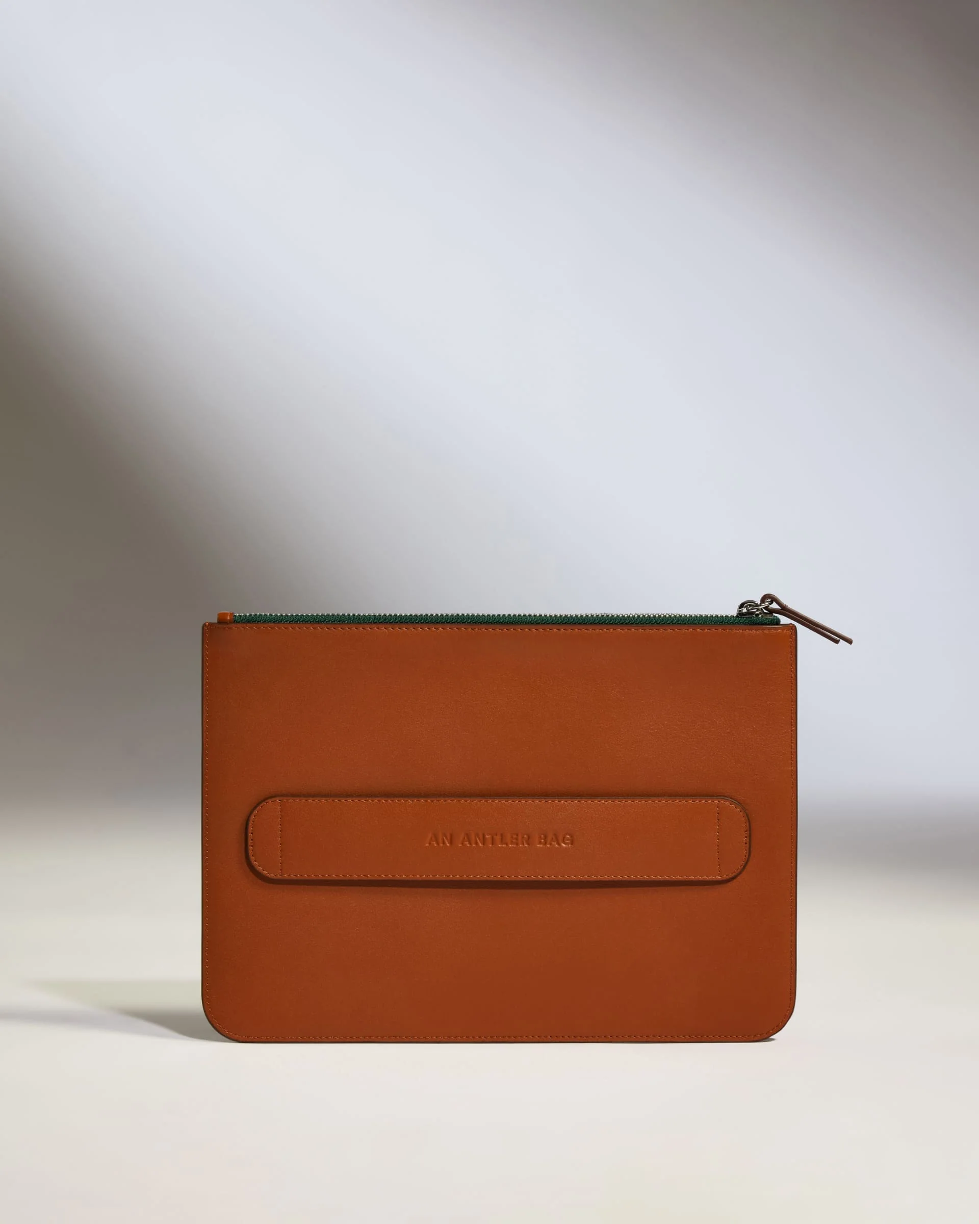 Zipped Pouch with Wristlet in Tan Leather - 1914 Collection - Image 7